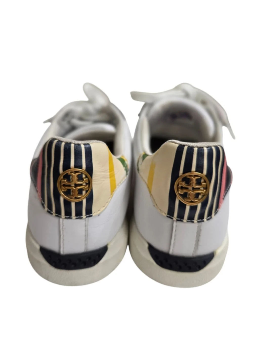 Women's Tory Burch Leather Sneakers, White and Pink Size 8
